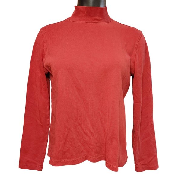 St.John's Bay Women's Red Classic Mock Neck Long Sleeve Sweater Large - Picture 1 of 4